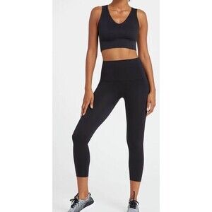 Spanx High Waisted Cropped Lamn Leggings - Women's Very Black Size 1XL,NEW